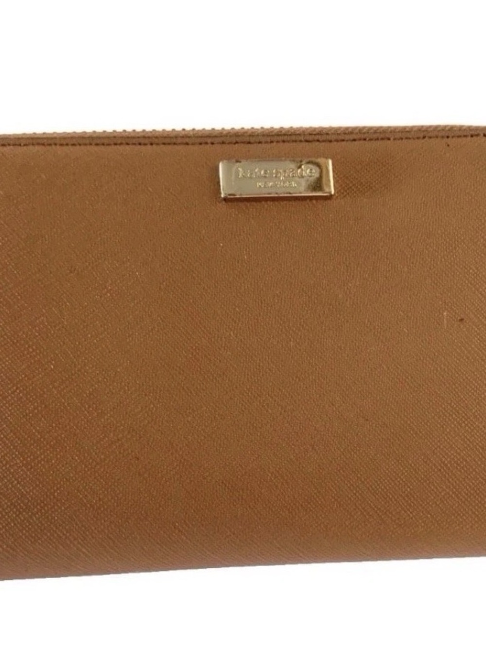 kate spade Tan Leather Zip-Around Wallet with Gold Plaque - Picture 5 of 5